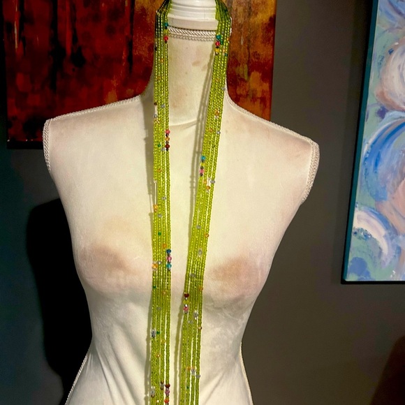 Single strand Lemon Green tie-on waist beads 38 Inches Length - Picture 7 of 7
